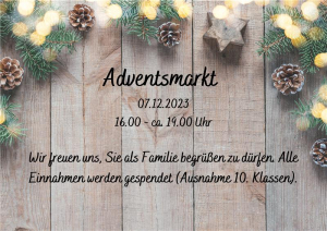 Einladung zum Adventsmarkt am 07.12.2023